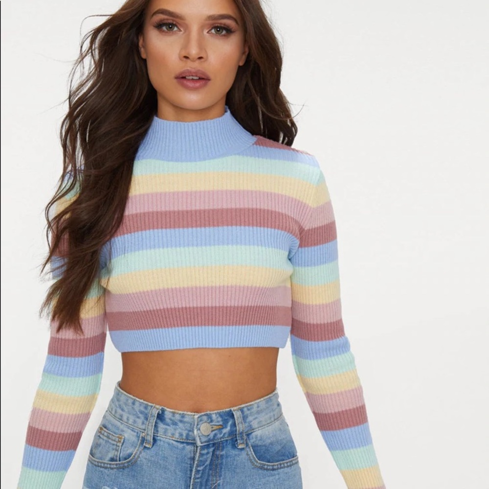 PLT colourful cropped turtleneck 💕